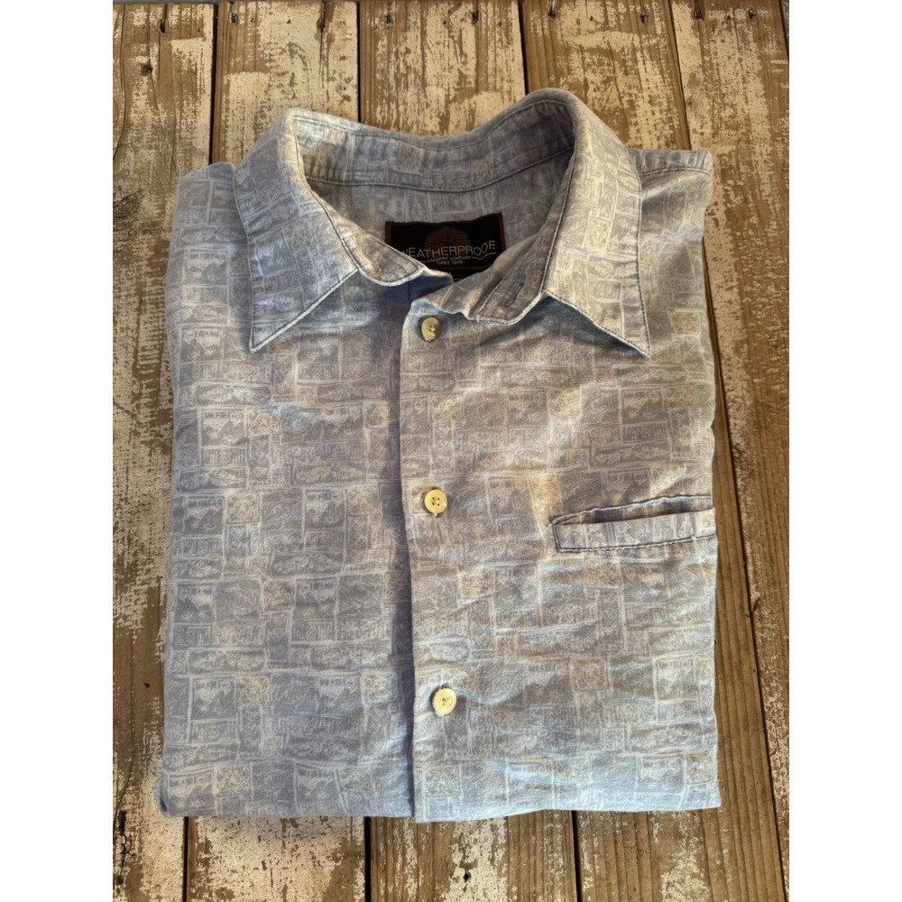 Weatherproof Men's Short Sleeve Shirt Sz Large Single Pocket Tropical Island